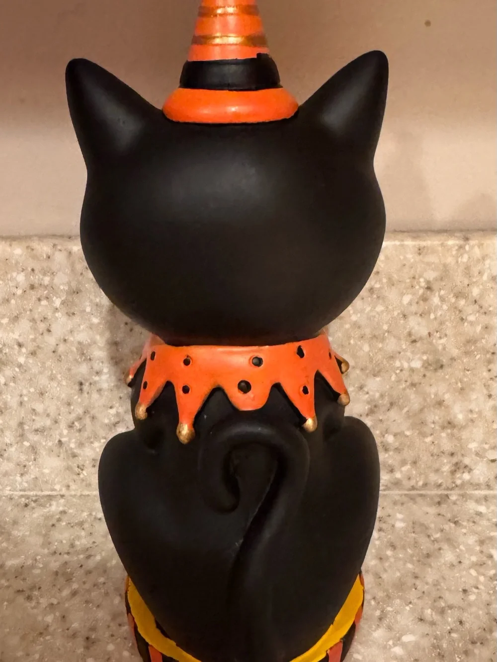 Festive Decor Black & Orange Halloween Cat Figurine Decorative Statue
